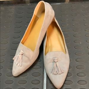 J.Crew Gray suede Flats with tassels